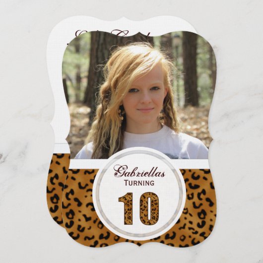 Luipaard 10e Verjaardag: Afbeelding: Feestuitnodig Kaart (Voorkant / Achterkant)