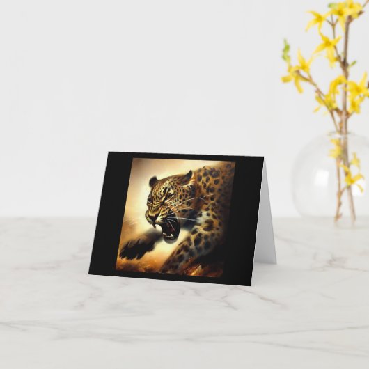 Luipaard (11) Wilde kat Kaart (Gele Bloem)