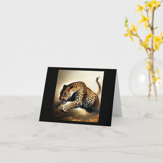 Luipaard (12) Wilde kat Kaart (Gele Bloem)