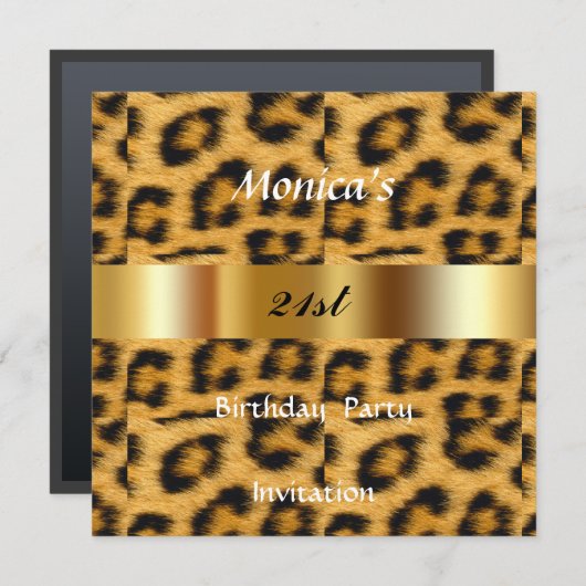 Luipaard 21e verjaardagsfeestje uitnodiging (Voorkant / Achterkant)
