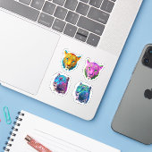 Luipaard - 4-pack kleurrijke luipaard print & wild sticker (Laptop met iPhone)