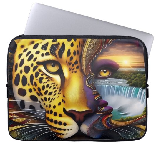Luipaard Abstracte Kunst Laptop Sleeve (Voorkant)