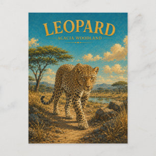 Luipaard Acacia Bosland Aquarel GeoSaga Briefkaart