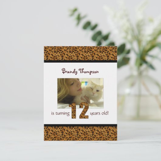 Luipaard afdrukken:  12e uitnodiging (Staand voorkant)