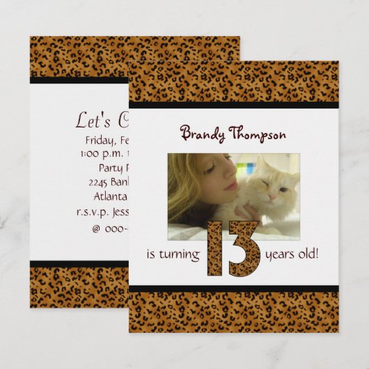 Luipaard afdrukken: 13e uitnodiging (Voorkant / Achterkant)