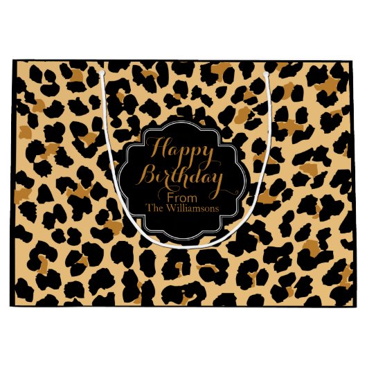 Luipaard afdrukken Aangepast, fijne feestdag cadea Groot Cadeauzakje (Voorkant)