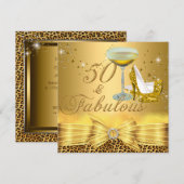 Luipaard afdrukken en heels 50 Fabulous Gold Kaart (Voorkant / Achterkant)