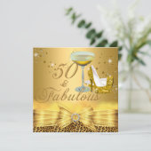 Luipaard afdrukken en heels 50 Fabulous Gold Kaart (Staand voorkant)