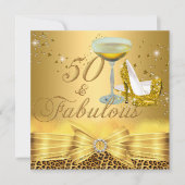 Luipaard afdrukken en heels 50 Fabulous Gold Kaart (Voorkant)