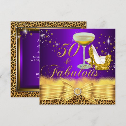 Luipaard afdrukken en heels Paars 50 en verbluffen Kaart (Voorkant / Achterkant)