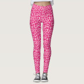 Luipaard afdrukken in pastel roze, hot roze en Fuc Leggings (Voorkant)