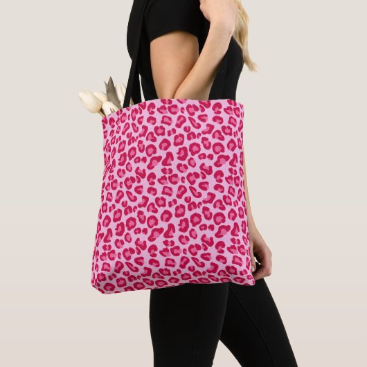 Luipaard afdrukken in pastel roze, hot roze en Fuc Tote Bag (Dichtbij)