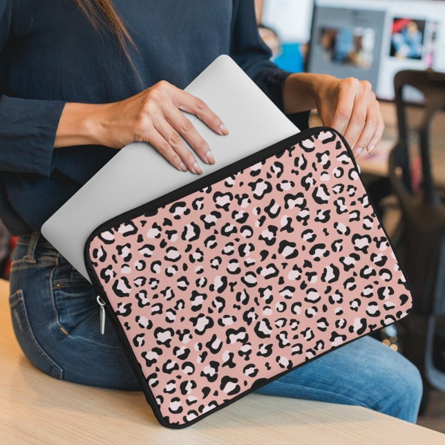 Luipaard afdrukken, luipaarden, roze luipaard laptop sleeve (Creator heeft geüpload)