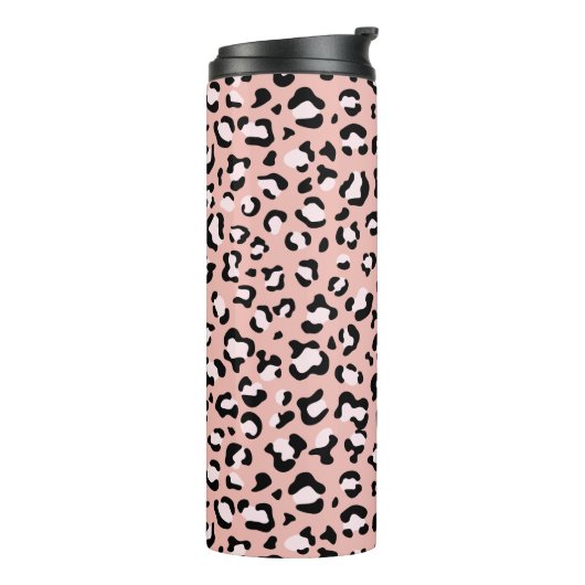 Luipaard afdrukken, luipaarden, roze luipaard thermosbeker (Gedraaid links)