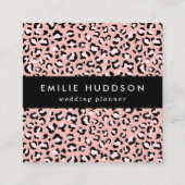 Luipaard afdrukken, luipaarden, roze luipaard vierkante visitekaartje (Voorkant)