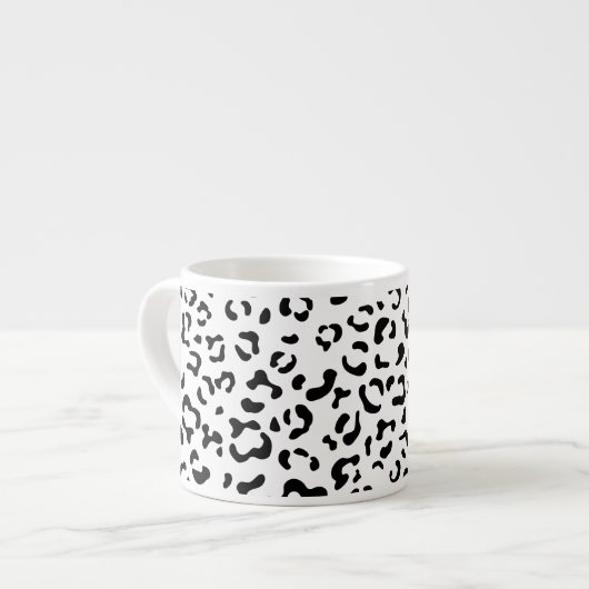 Luipaard afdrukken, luipaarden, zwart-wit espresso kop (Links)