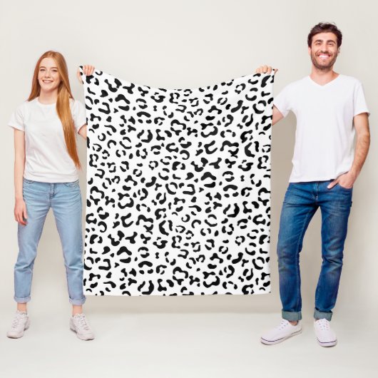 Luipaard afdrukken, luipaarden, zwart-wit fleece deken (In situ)