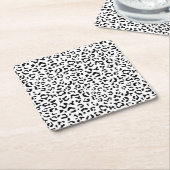 Luipaard afdrukken, luipaarden, zwart-wit kartonnen onderzetters (Schuin)