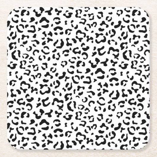 Luipaard afdrukken, luipaarden, zwart-wit kartonnen onderzetters (Voorkant)