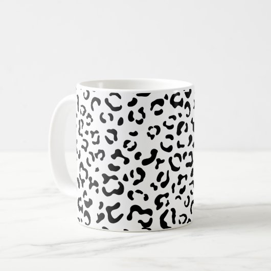 Luipaard afdrukken, luipaarden, zwart-wit koffiemok (Voorkant links)