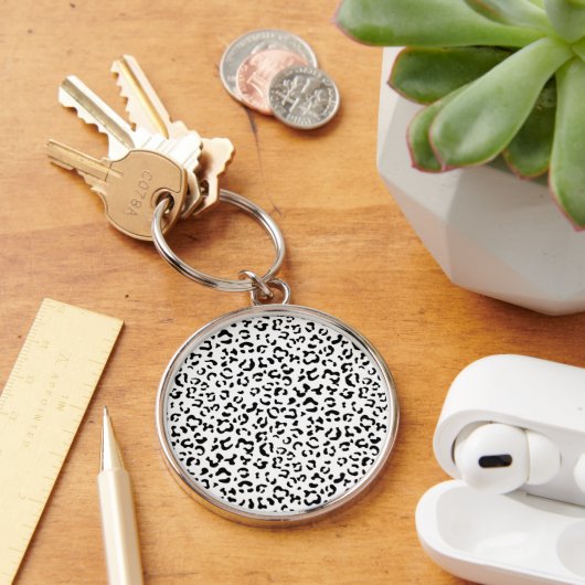 Luipaard afdrukken, luipaarden, zwart-wit sleutelhanger (Bureau)