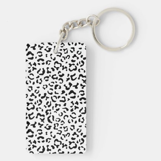 Luipaard afdrukken, luipaarden, zwart-wit sleutelhanger (achterkant)