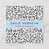 Luipaard afdrukken, luipaarden, zwart-wit vierkante visitekaartje (Voorkant)