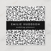 Luipaard afdrukken, luipaarden, zwart-wit vierkante visitekaartje (Voorkant)
