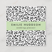 Luipaard afdrukken, luipaarden, zwart-wit vierkante visitekaartje (Voorkant)