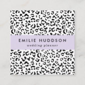 Luipaard afdrukken, luipaarden, zwart-wit vierkante visitekaartje (Voorkant)