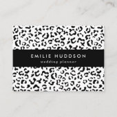 Luipaard afdrukken, luipaarden, zwart-wit visitekaartje (Voorkant)