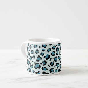 Luipaard afdrukken, luipspuiten, blauwe luipaard espresso kop