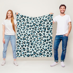 Luipaard afdrukken, luipspuiten, blauwe luipaard fleece deken