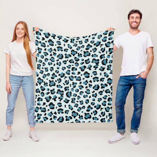 Luipaard afdrukken, luipspuiten, blauwe luipaard fleece deken (In situ)