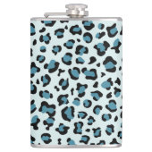 Luipaard afdrukken, luipspuiten, blauwe luipaard heupfles (Voorkant)