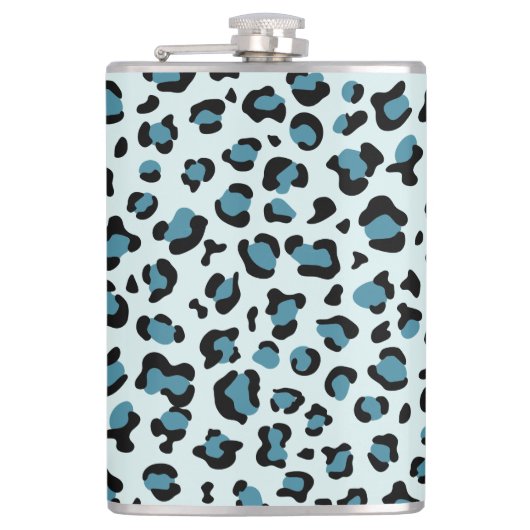 Luipaard afdrukken, luipspuiten, blauwe luipaard heupfles (Voorkant)