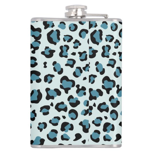 Luipaard afdrukken, luipspuiten, blauwe luipaard heupfles (Achterkant)