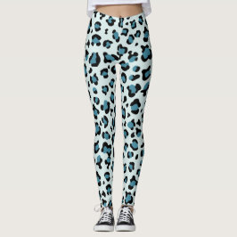 Luipaard afdrukken, luipspuiten, blauwe luipaard leggings