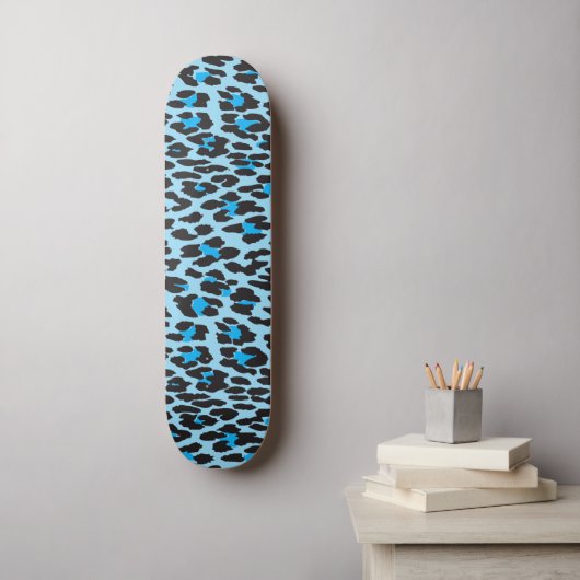 Luipaard afdrukken, luipspuiten, blauwe luipaard skateboard (Muurkunst)