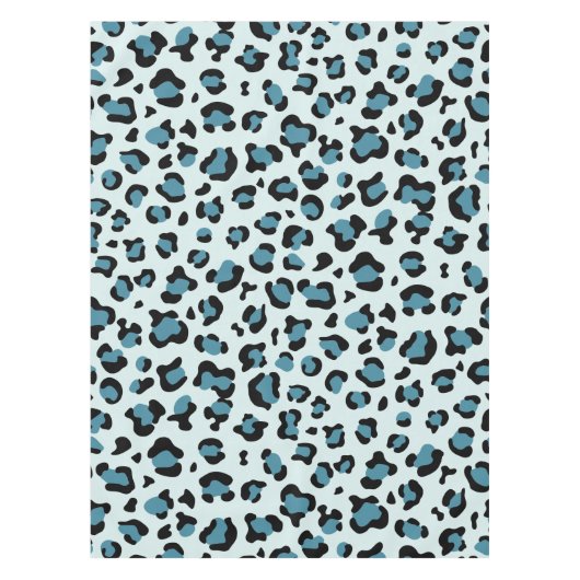 Luipaard afdrukken, luipspuiten, blauwe luipaard tafelkleed (Voorkant)