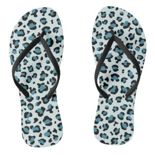 Luipaard afdrukken, luipspuiten, blauwe luipaard teenslippers