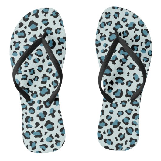 Luipaard afdrukken, luipspuiten, blauwe luipaard teenslippers (Voetbed)