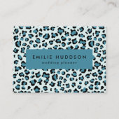 Luipaard afdrukken, luipspuiten, blauwe luipaard visitekaartje (Voorkant)