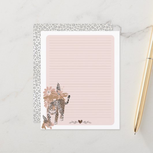 Luipaard afdrukken, Oerwoud schrijven papier, dier (Voorkant / Achterkant in situ)