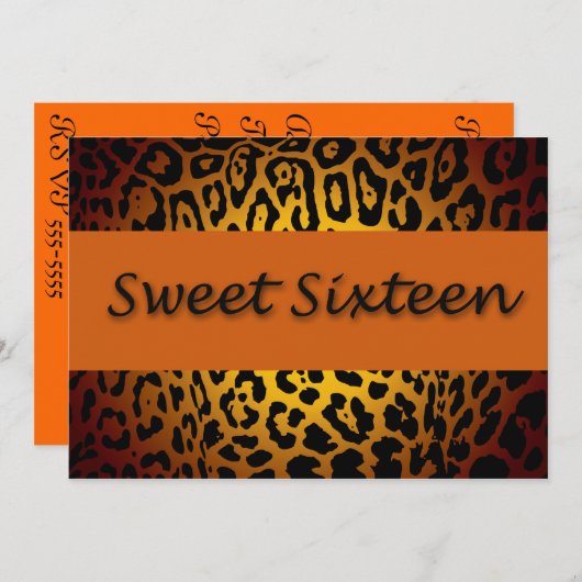 Luipaard afdrukken, Oranje en zwart, zestien Kaart (Voorkant / Achterkant)