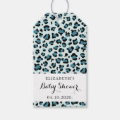 Luipaard afdrukken, spuiten, blauwe luipaard, Baby Cadeaulabel (Voorkant)