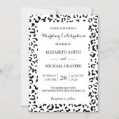 Luipaard afdrukken, spuiten, zwart en wit, bruilof magnetische uitnodiging (Voorkant)