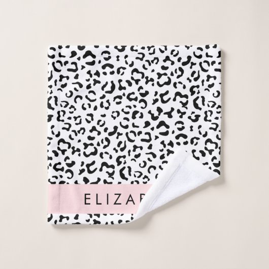 Luipaard afdrukken, spuiten, zwart en wit, Jouw na Bad Handdoek (Wasdoekje)