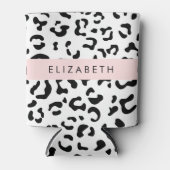 Luipaard afdrukken, spuiten, zwart en wit, Jouw na Blikjeskoeler (Voorkant)