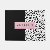 Luipaard afdrukken, spuiten, zwart en wit, Jouw na Deurmat (Voorkant)